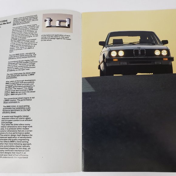 1985 BMW 524TD SPECIFICATIONS DEALERSHIP BOOK - Picture 2 of 14